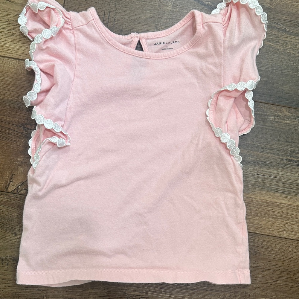 Janie and Jack Light Pink Ruffle Sleeve Tee